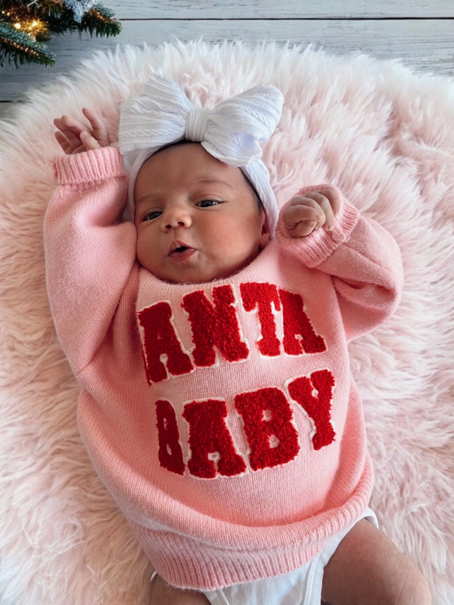 PREORDER Santa Baby Sweater ~ Pink (Womens & Childrens)