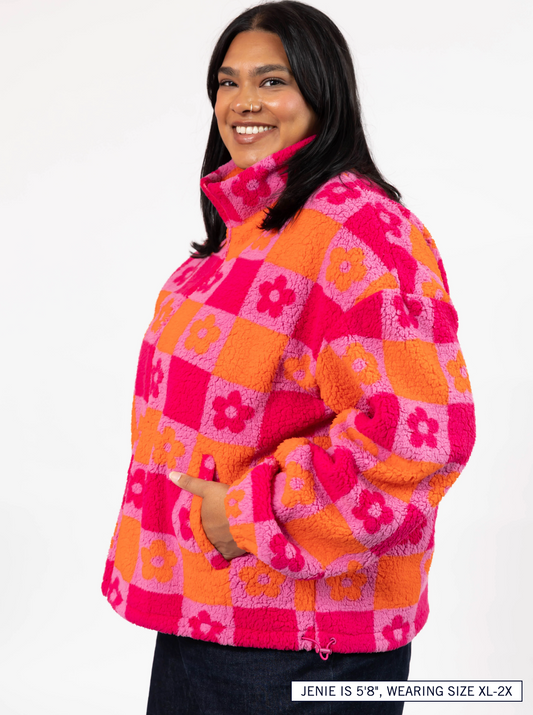 Teddy Floral Jacket ~ Pink/Orange