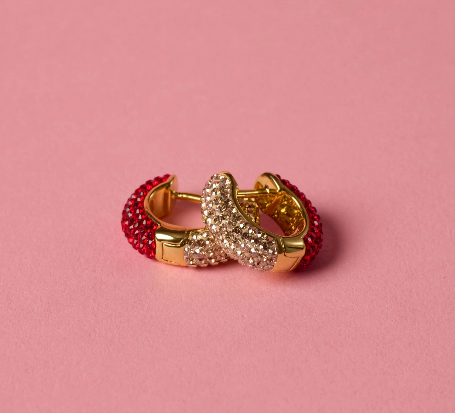 Red Velvet/Soft Gold Sparkle Hoops - H&B