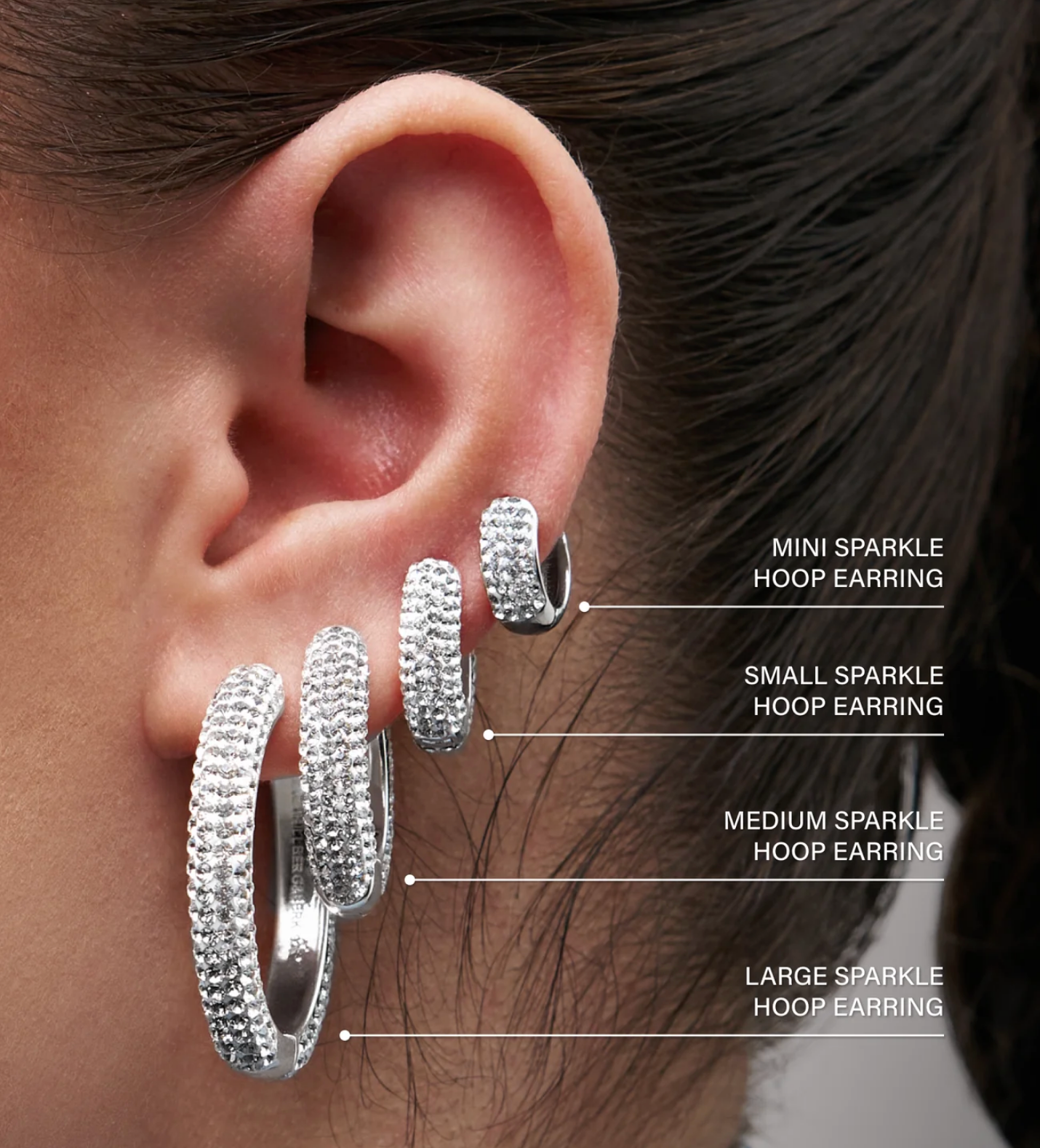 Rose Gold Sparkle Hoop Earrings ~ Medium