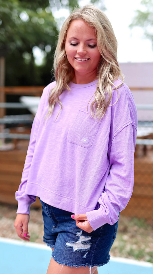 Long Weekend Knit Crew Sweatshirt ~ Lilac