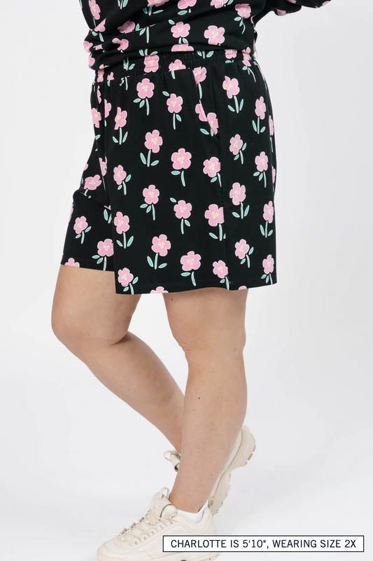 Fresh Floral Hangout Short ~ Black Floral