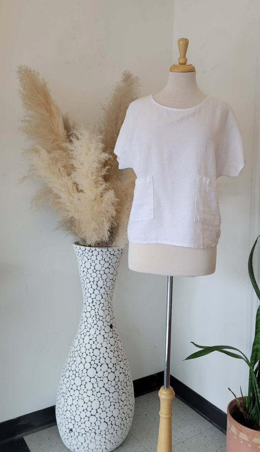 Arlene Woven Top ~ White