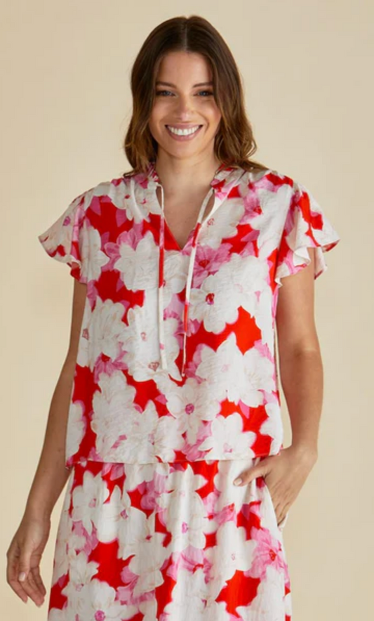 Lyra Blouse ~ Red Floral