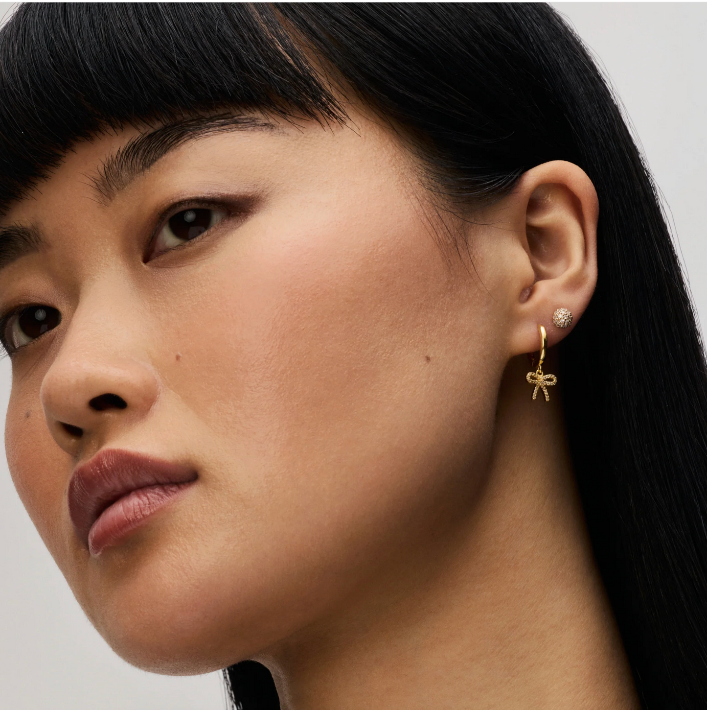 Baby Bow Hoop Earrings ~ Silver & Gold