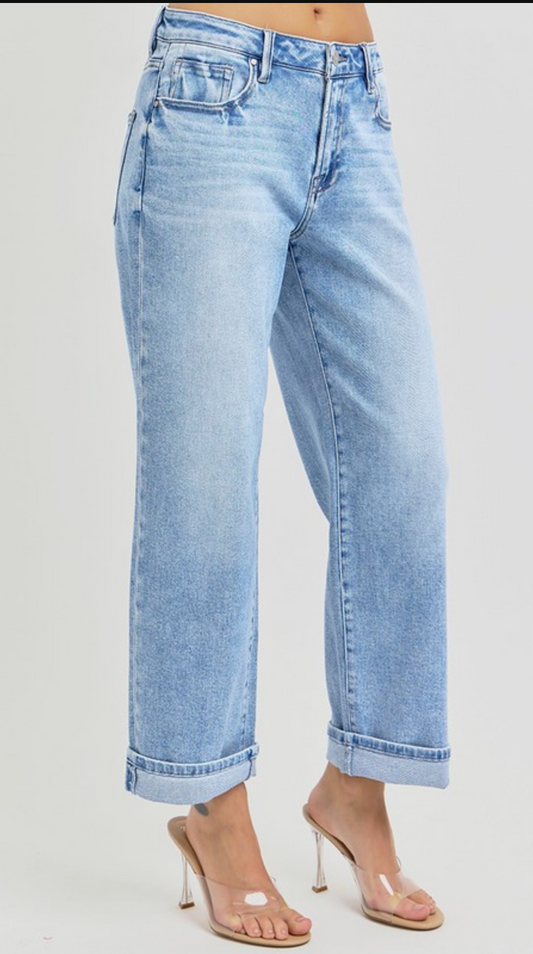 Maura High Rise Turn Up Cuff Ankle Jeans { Curve }