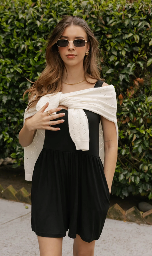 Camille Shorty Romper ~ Black