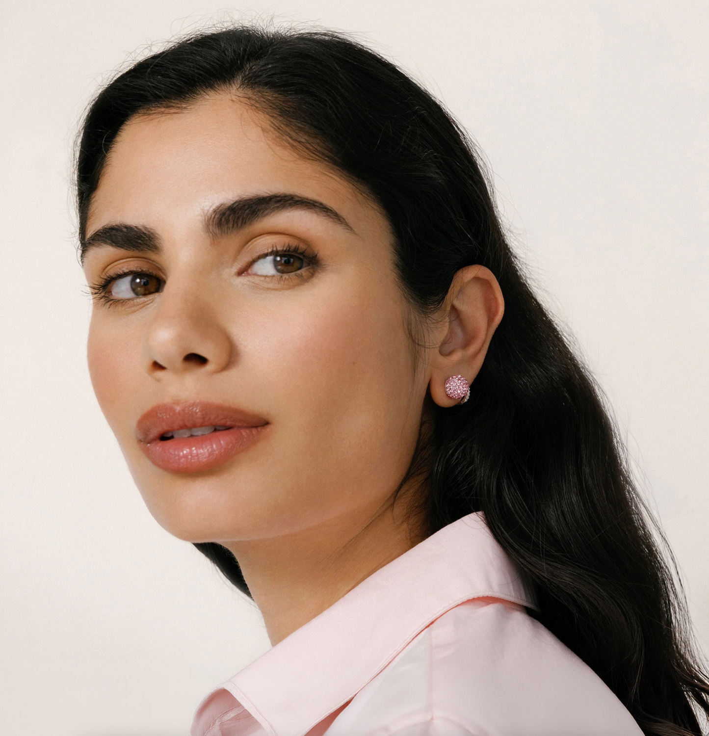 Pink Sparkle Ball Stud Earrings