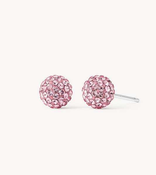 Pink Sparkle Ball Stud Earrings