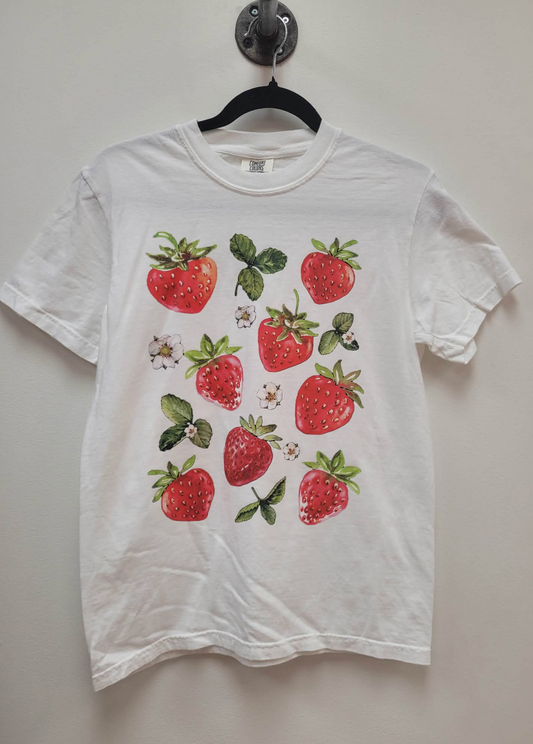 Strawberries Tee: White