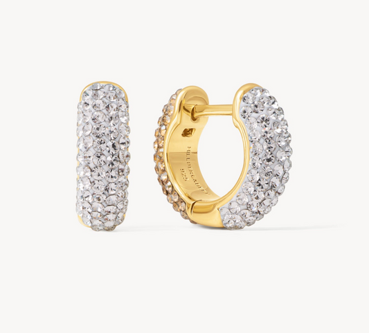 White/Soft Gold Sparkle Hoop Earrings ~ Small