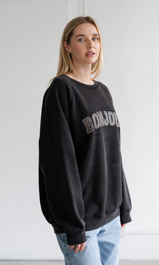 "Bonjour" Not Your Boyfriend's Crew ~ Washed Black