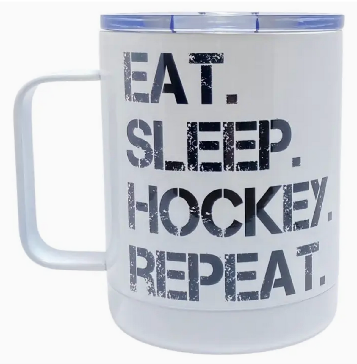 12oz Stainless Camp Mug ~ Eat. Sleep. Hockey. Repeat.