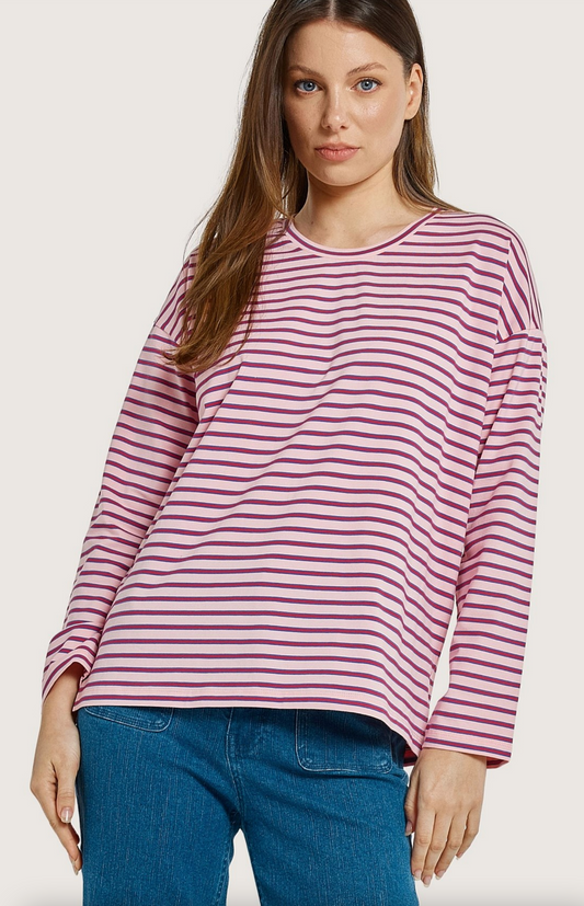 Vienna LS Tee ~ Pink/Purple/Red Stripe