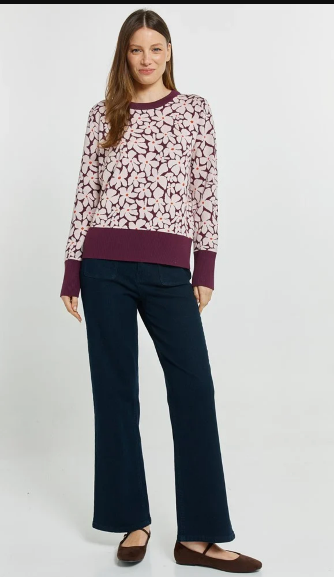 Maisie Sweater ~ Wine/Petal Jacquard