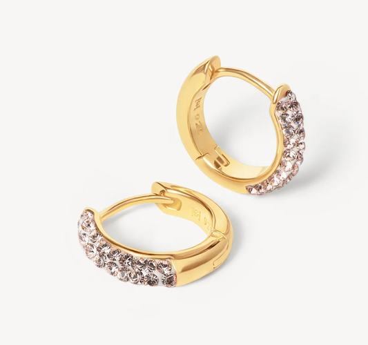 Always On Sparkle Hoop Earrings - Champagne