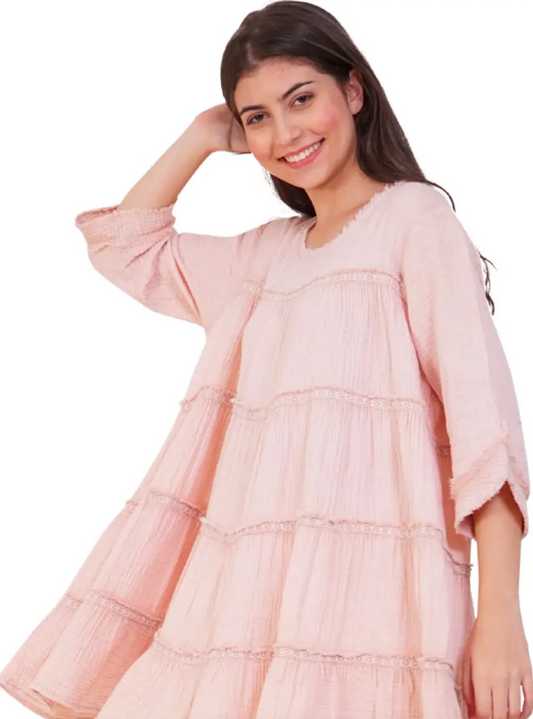 Margo Tiered Tunic ~ Pink