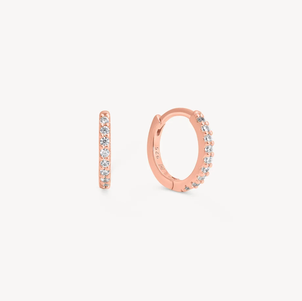 Rose Gold Pave Hoop Earrings