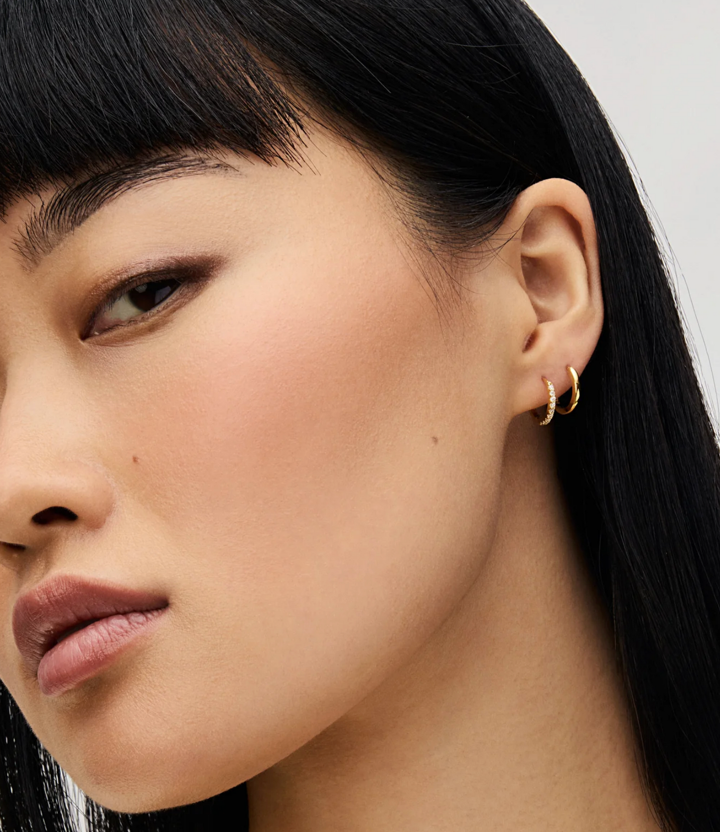 Gold Pave Hoop Earrings - Small