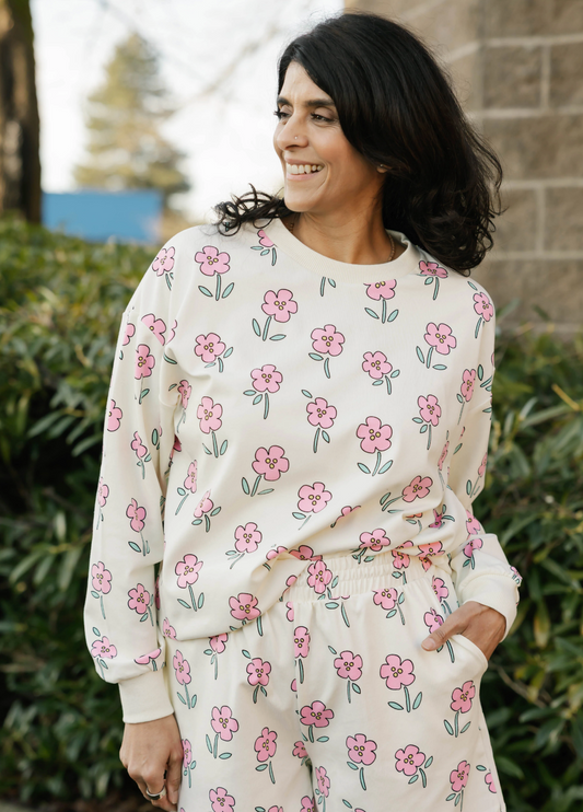 Fresh Floral Hangout Crew ~ Pink Floral