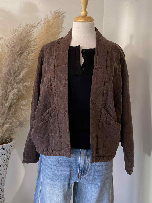 Blake Quilted Cardigan ~ Coffee Bean