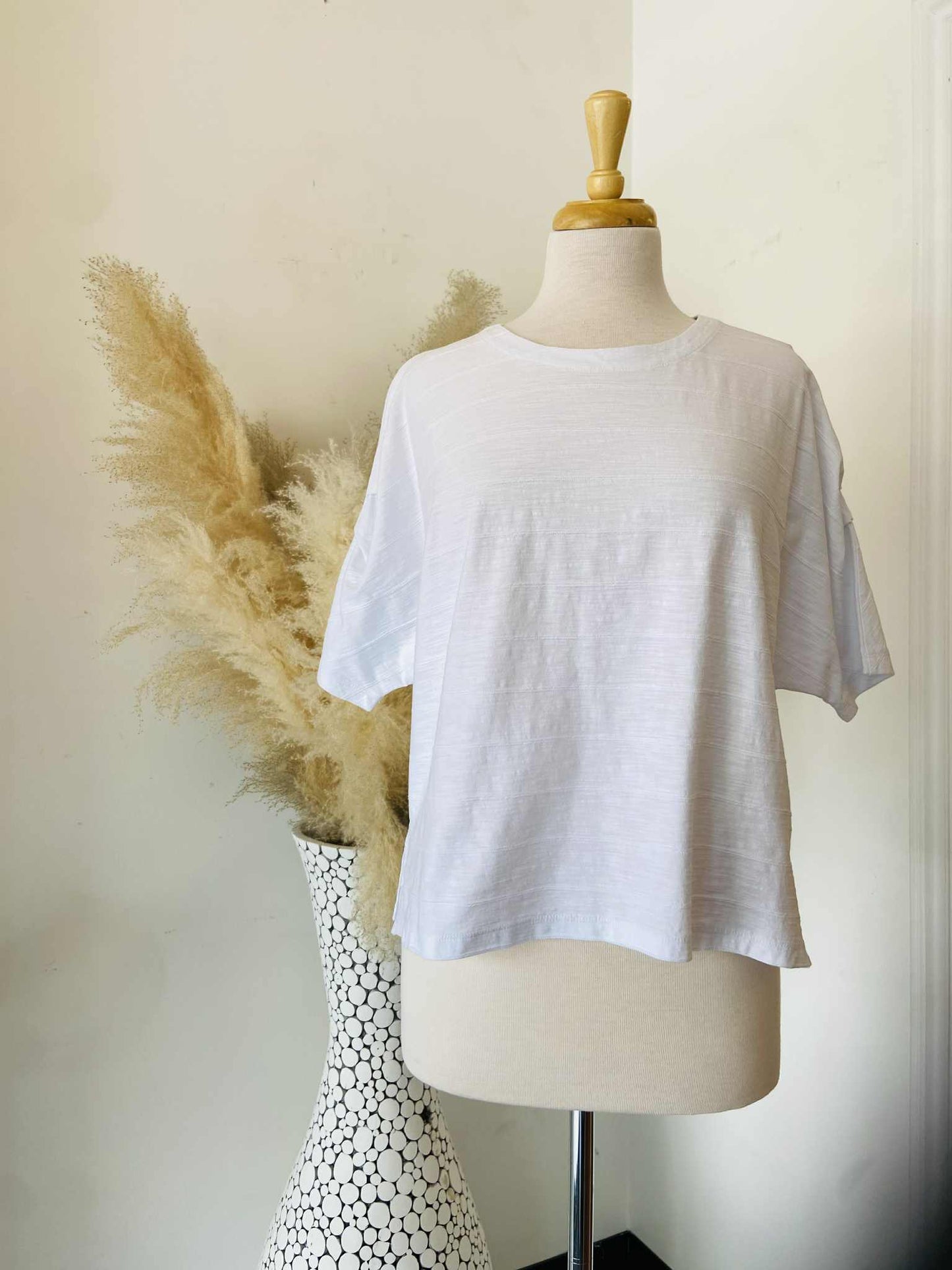 Arla Pleated Sleeve Top ~ White