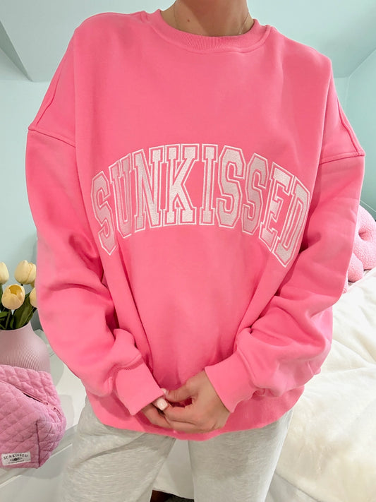 Sunkissed Varsity Embroidered Sweatshirt - Hibiscus Pink 🌺
