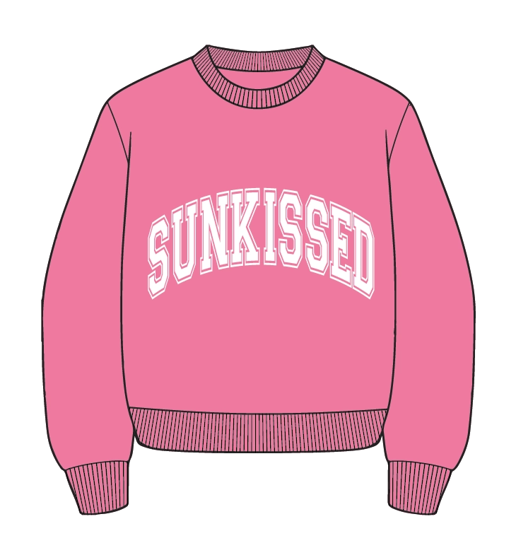 Sunkissed Varsity Embroidered Sweatshirt - Hibiscus Pink 🌺