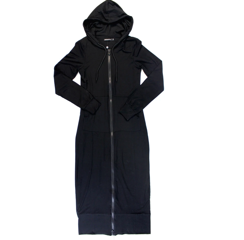Double Layered Long Hoodie - Black ~ Size XS