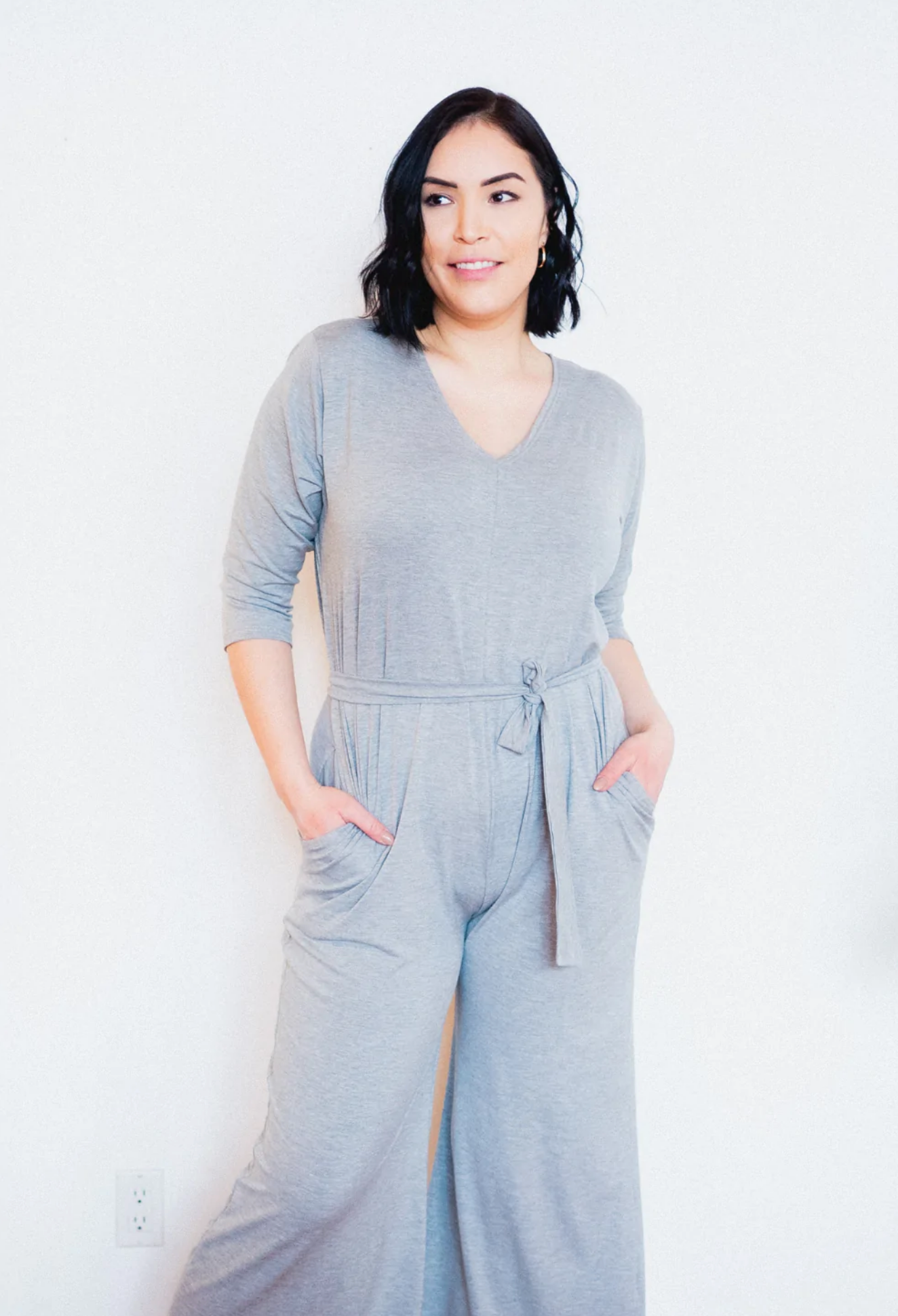 Presley 3/4 Sleeve Wide Leg Romper