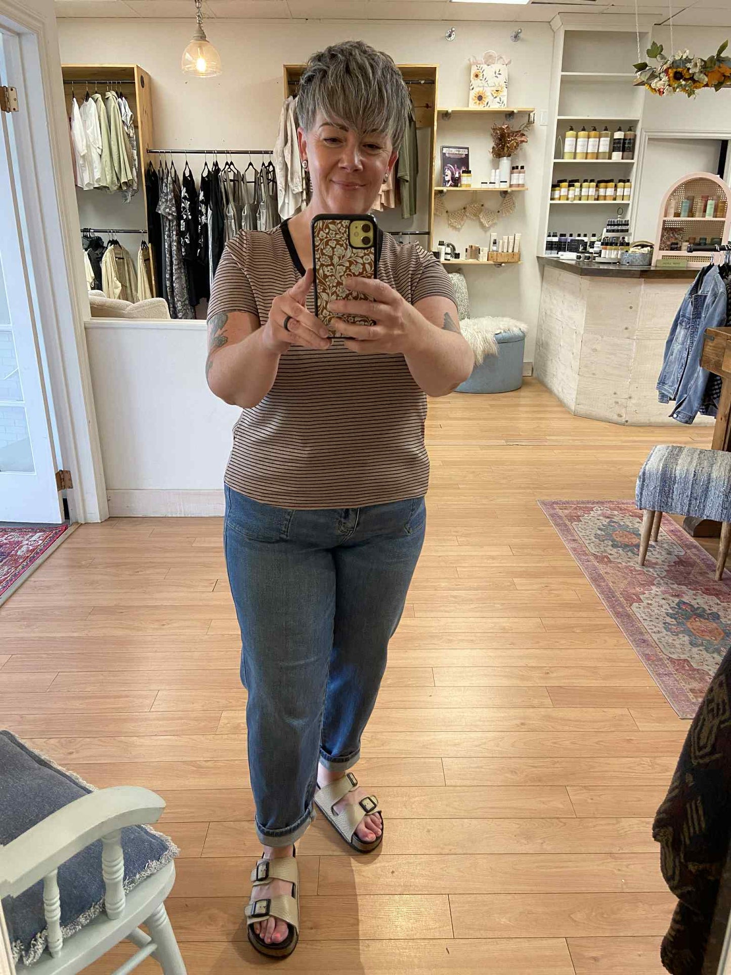 Burke Top ~ Taupe Stripe