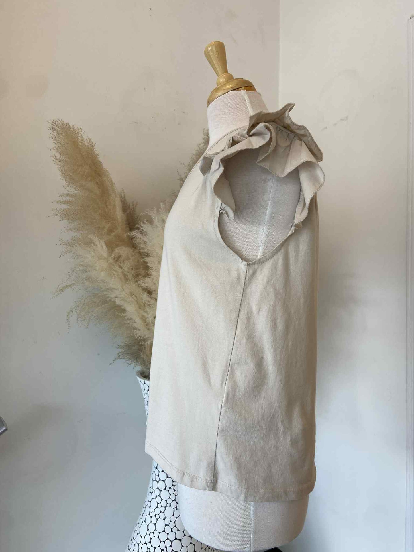 Luka Ruffle Tank ~ Coconut