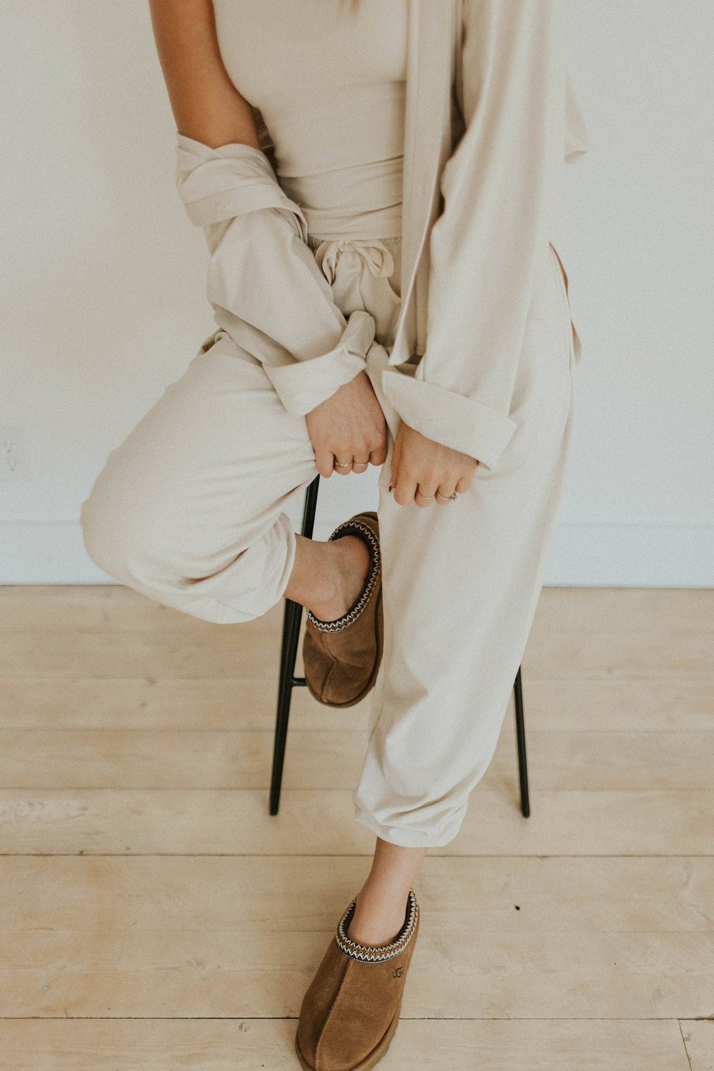 Ladies Button Up Top: Bone