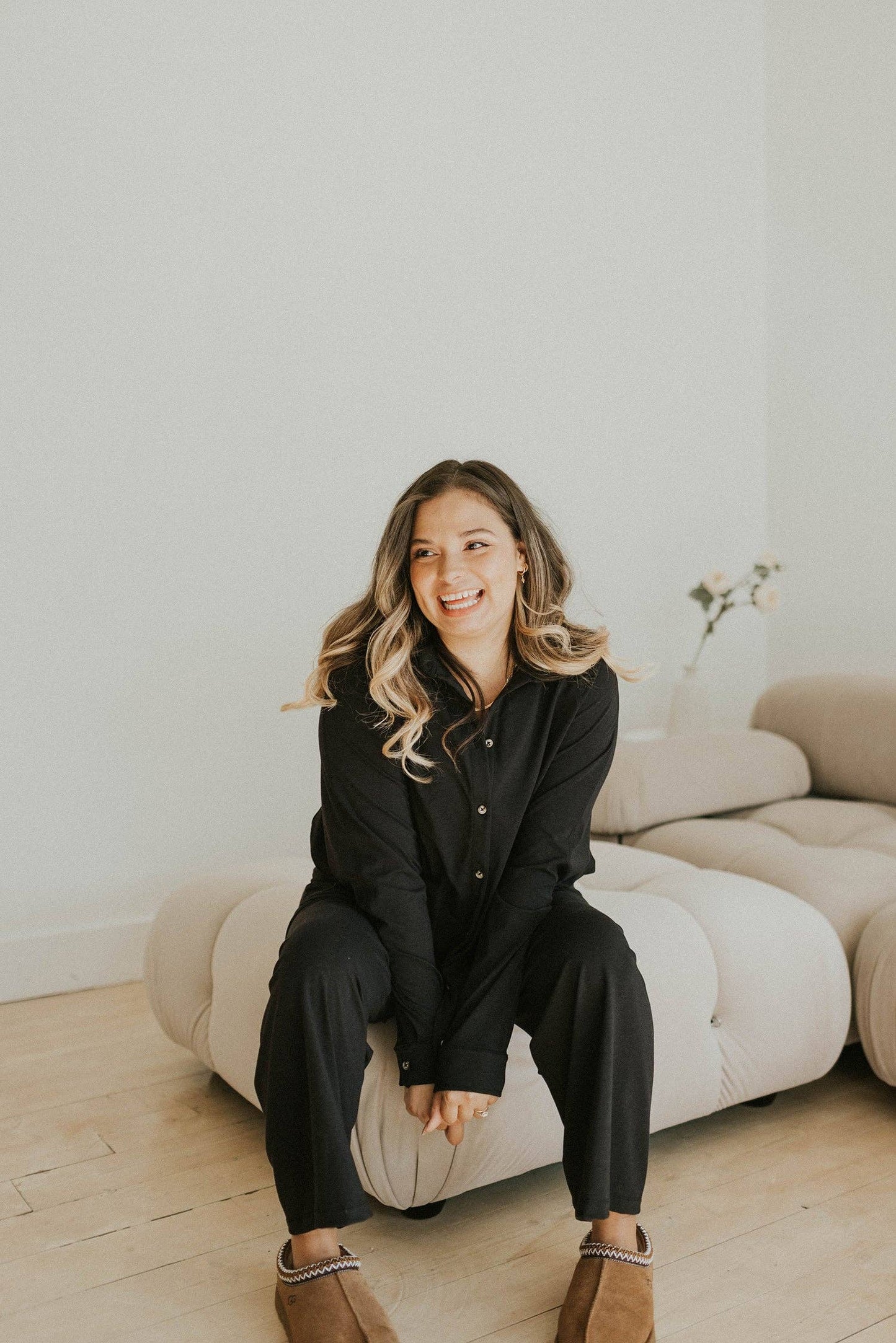 Ladies Button Up Top: Bone