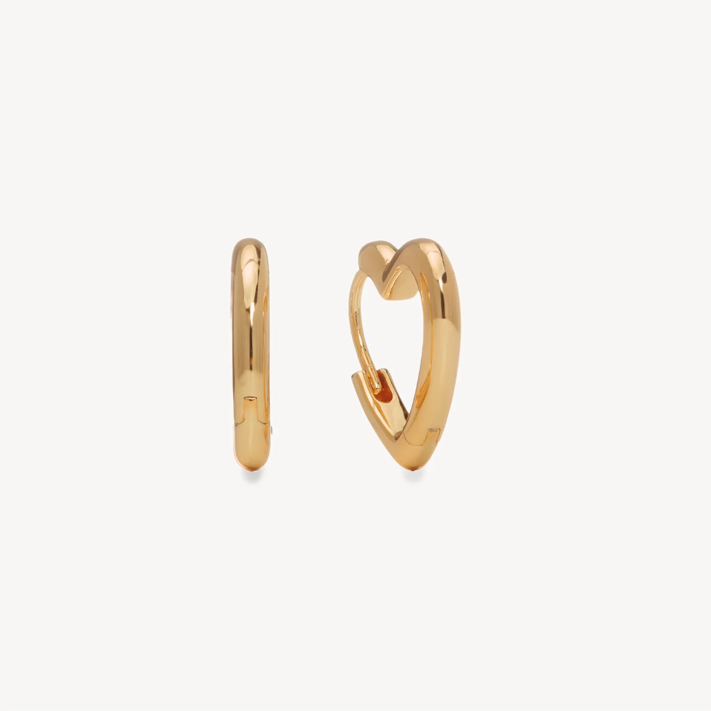 Heart Huggie Hoop Earrings - 14k Gold Vermeil