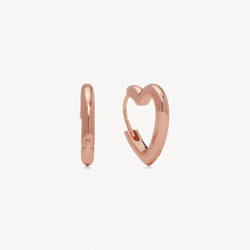 Rose Gold Heart Huggie Hoops