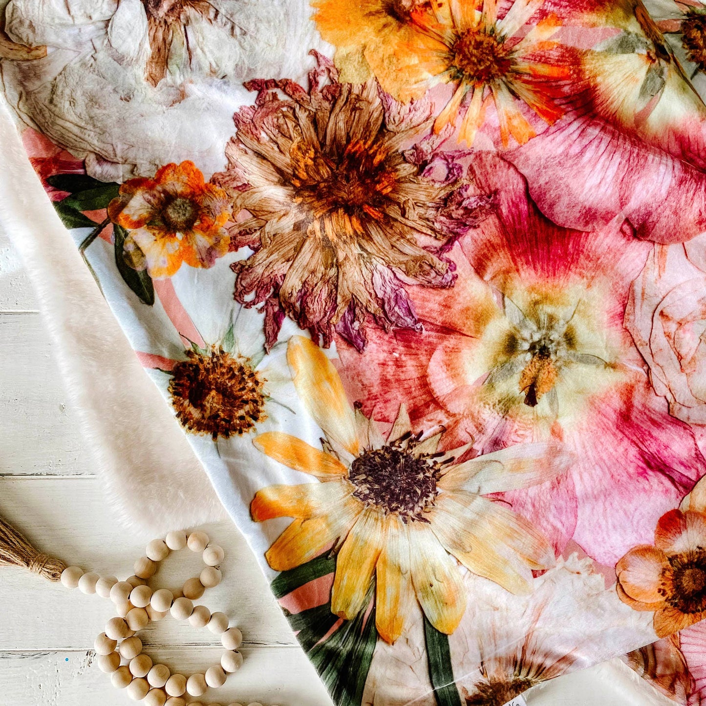 Peaches & Sunshine Floral Throw Blanket