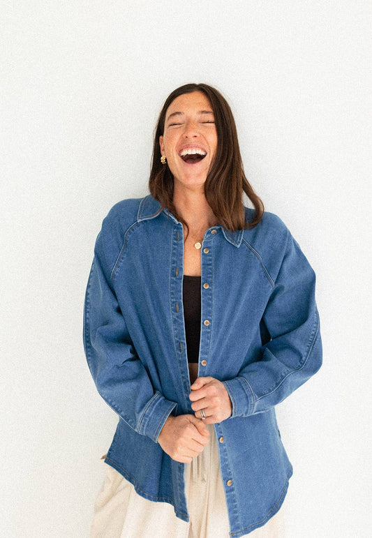 Ladies Denim Button Up Top