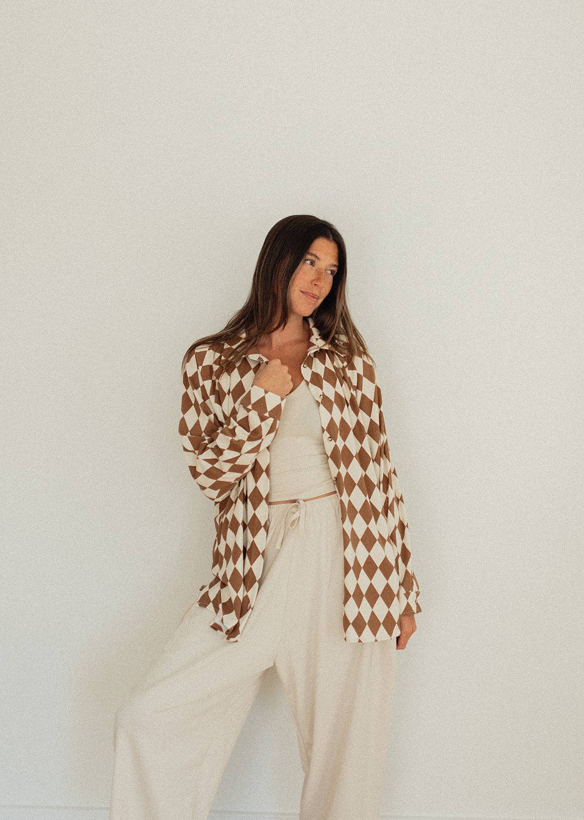 Ladies Button Up: Toasted Almond
