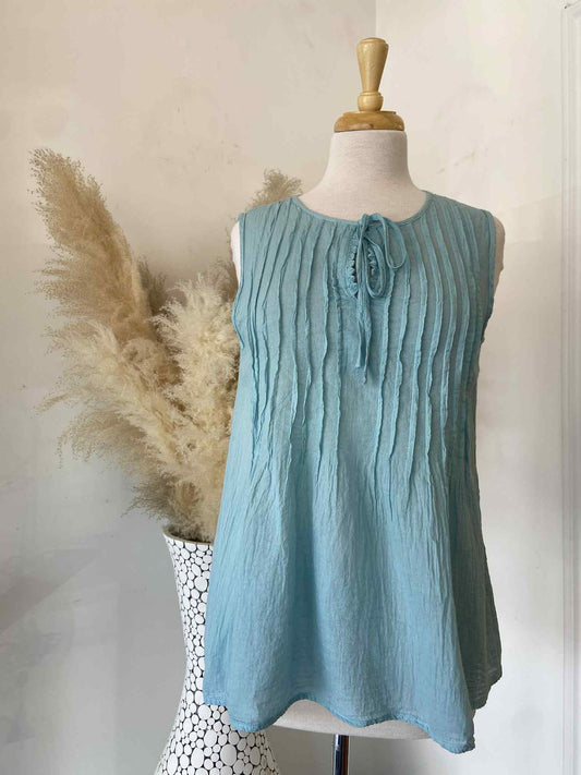 Fran Pintuck Tank ~ Sky Blue