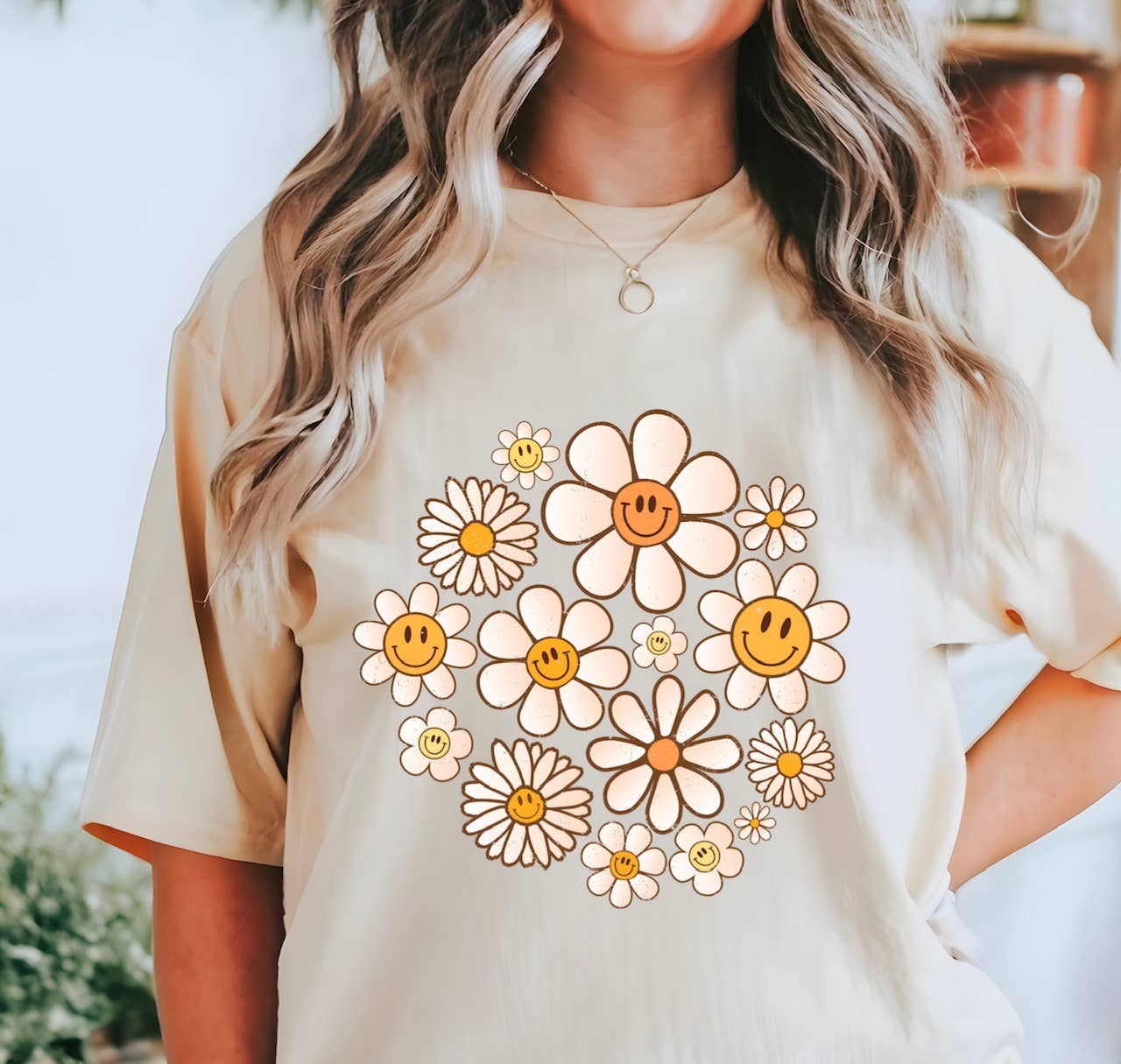 Happy Daisies, Comfort Tee: Pink