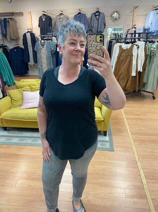 Azalea V Neck Top ~ Black ~ Size XS