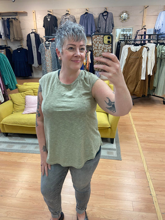 Dahlia Lace Back Top ~ Fern