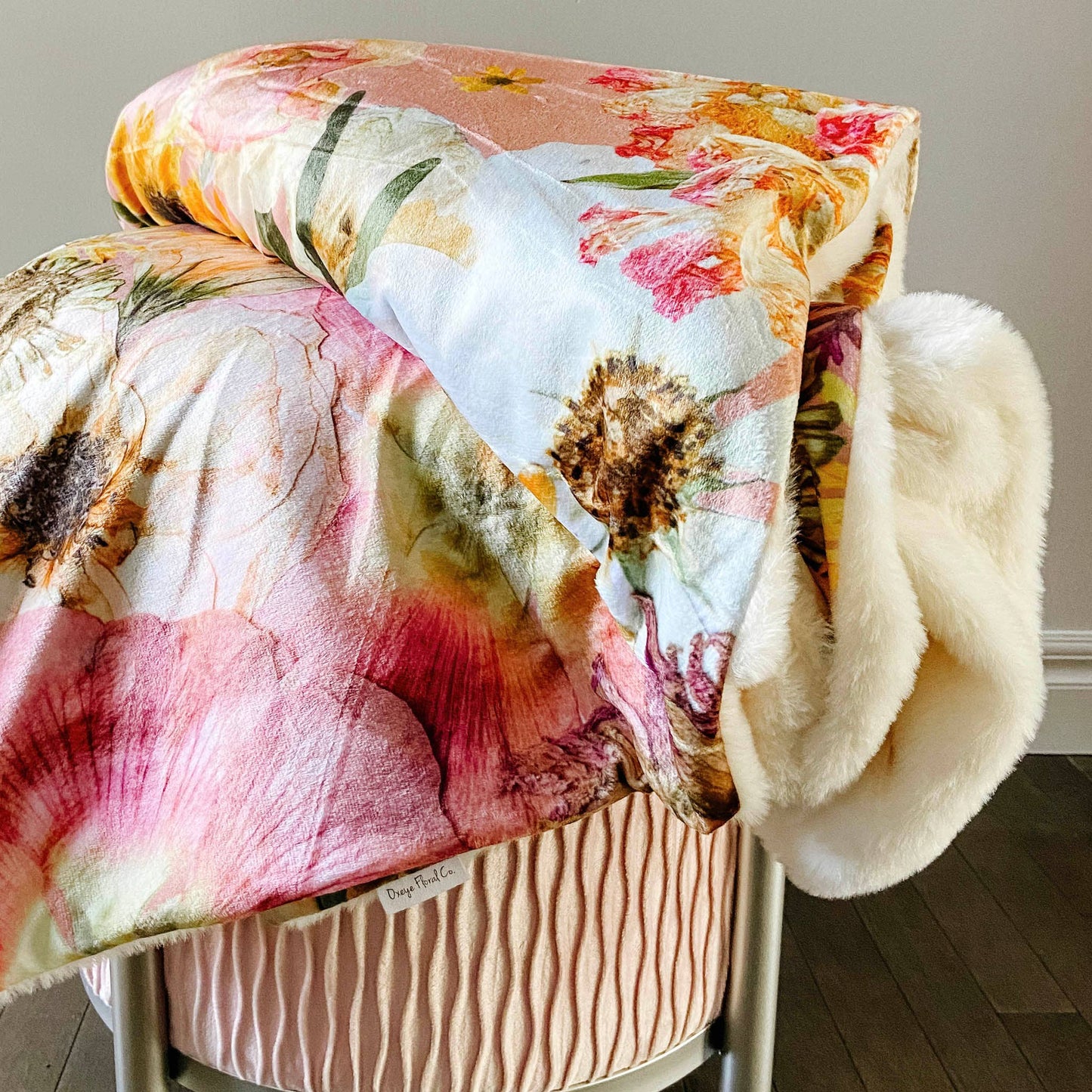 Peaches & Sunshine Floral Throw Blanket