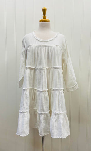 Open image in slideshow, Margo Tiered Tunic ~ White
