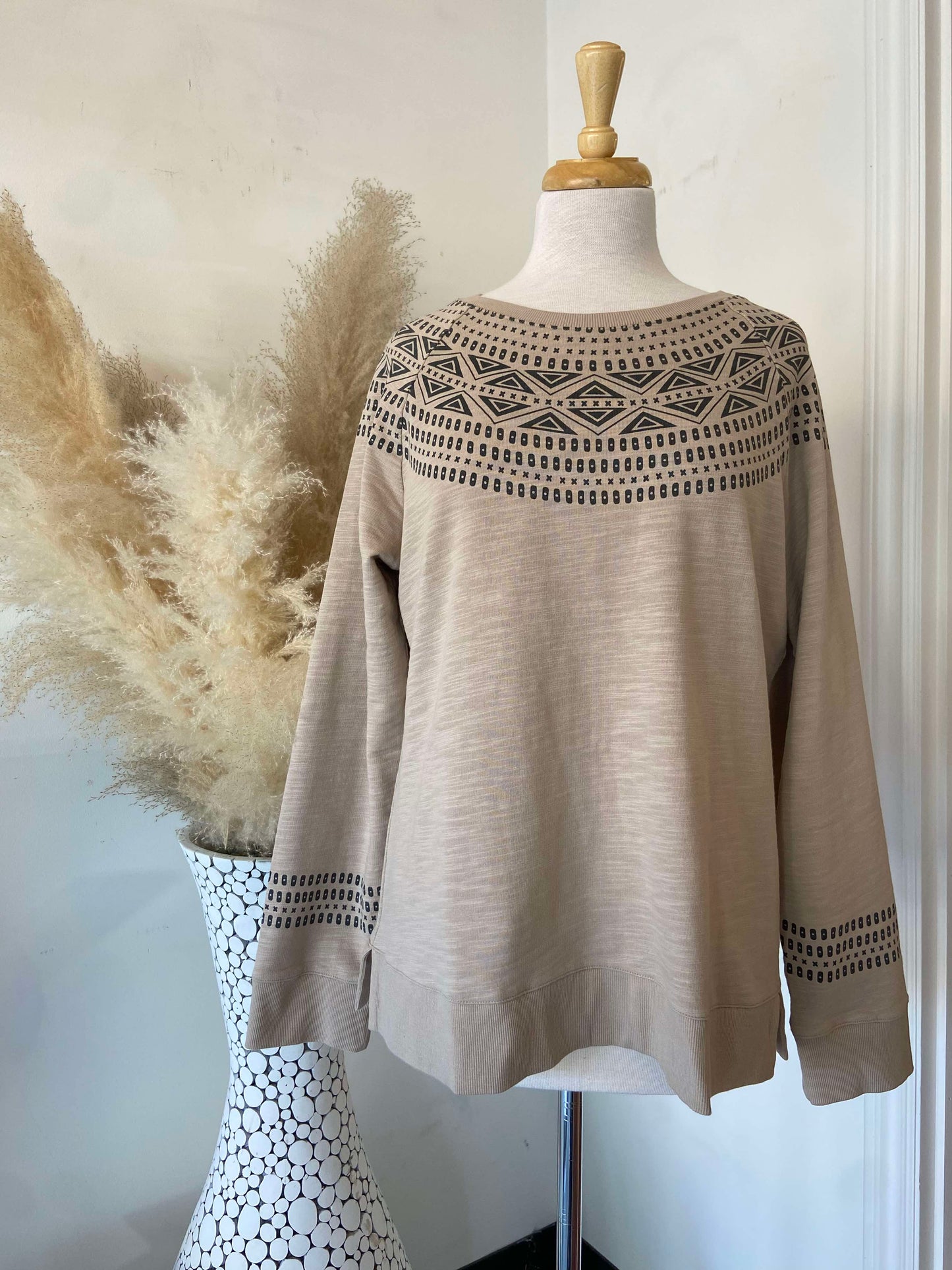 Seven Vintage Print Top ~ Graphite