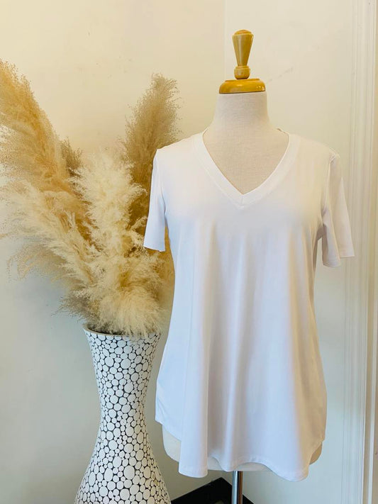 Mila V Neck Top ~ White ~ Size XS