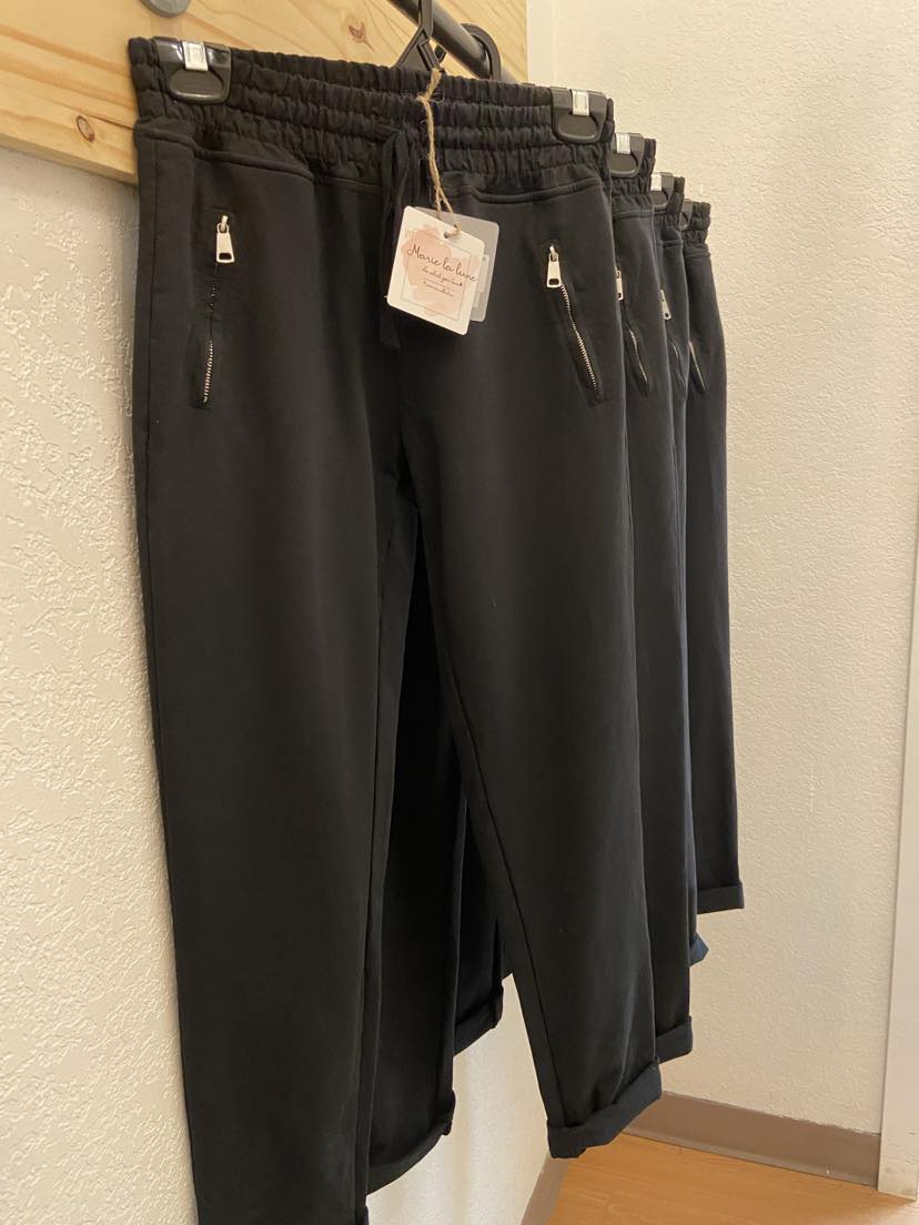 Aleeta Zipper Joggers ~ Black