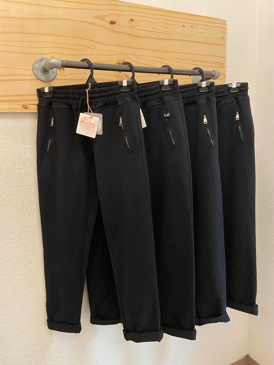 Aleeta Zipper Joggers ~ Black
