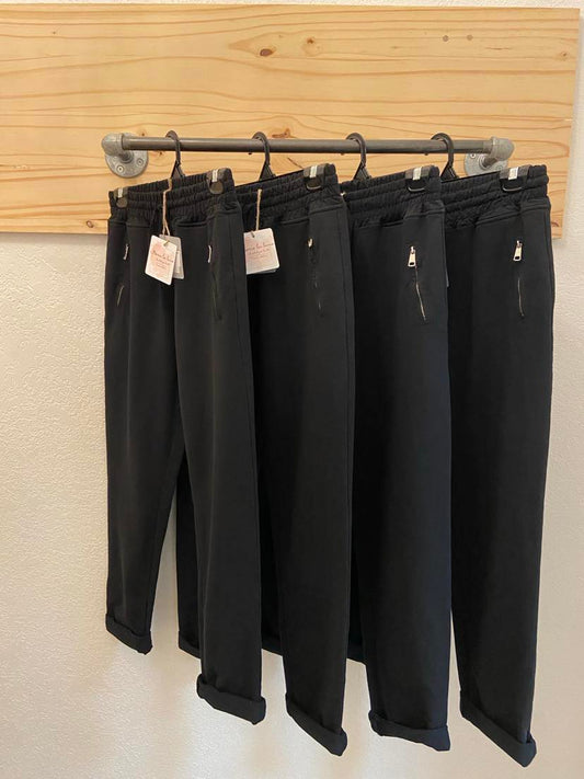 Aleeta Zipper Joggers ~ Black